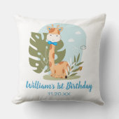 Coussin Aquarelle bébé Giraffe, Safari Animaux Anniversair (Recto)