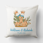 Coussin Aquarelle bébé Giraffe, Safari Twins Anniversaire (Recto)
