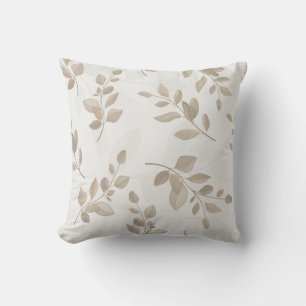 Coussin Aquarelle beige et blanche Feuilles