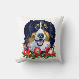 Coussin Aquarelle Bernese Mountain Dog Noël