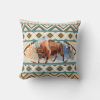 Aquarelle Bison Buffalo Motif tribal du sud-ouest