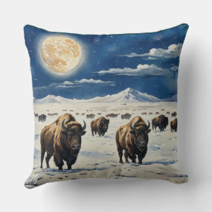 Coussin Aquarelle Bison Lune