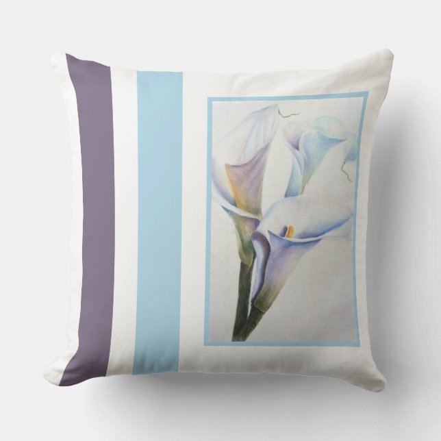 Coussin Aquarelle Blanc Calla Lilies (Recto)