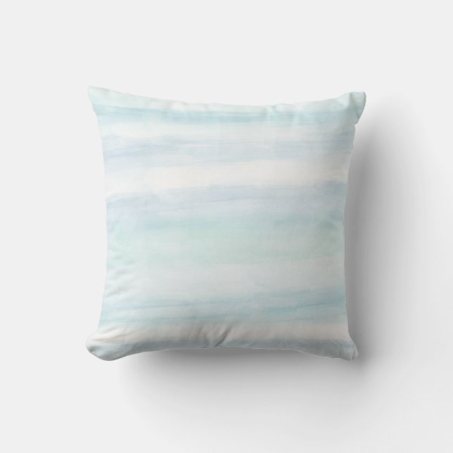 Coussin Aquarelle blanche à la menthe bleue d'Aqua (Recto)