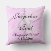 Coussin Aquarelle blanche violette de mariée réversible (Verso)