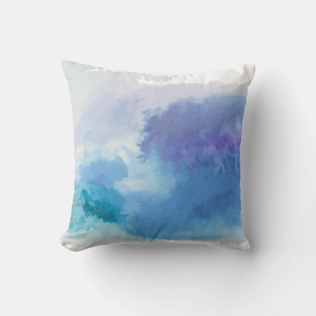 Coussin Aquarelle bleu-bleu violet (Recto)