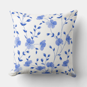 Coussin Aquarelle bleu ciel moderne Floral