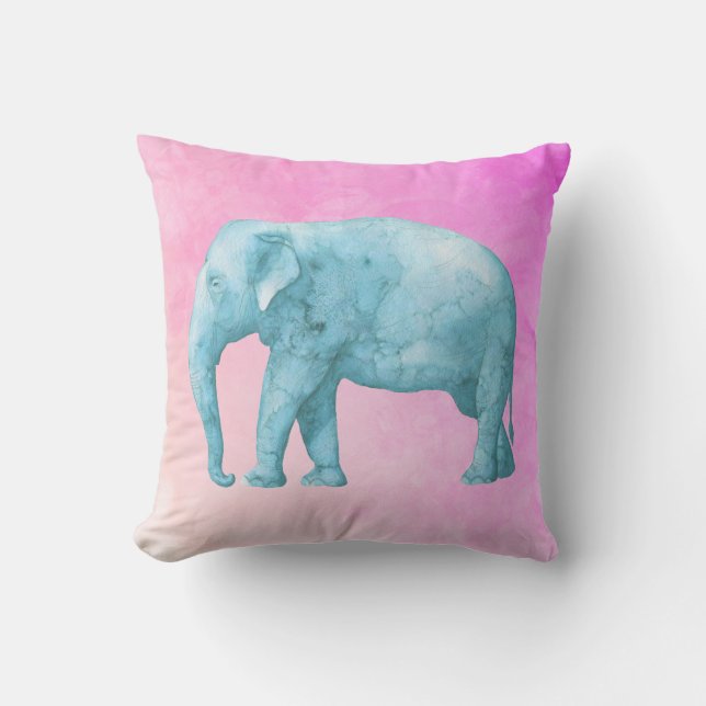 Coussin Aquarelle bleu clair éléphant sur Arrière - plan r (Recto)