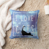 Coussin Aquarelle bleu marine Galaxy et chat (Couverture)