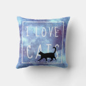 Coussin Aquarelle bleu marine Galaxy et chat (Verso)
