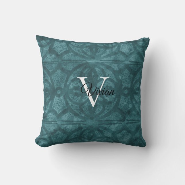 Coussin Aquarelle bleu mer (Recto)