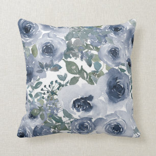 Coussin Aquarelle bleu pâle bouillie Accent floral