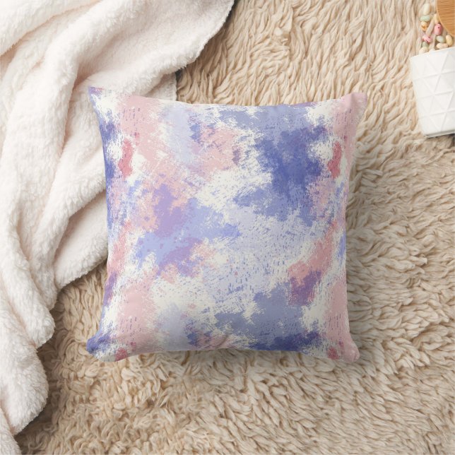 Coussin Aquarelle bleu rose moderne Abstrait (Couverture)