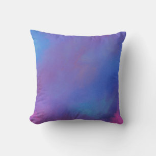 Coussin Aquarelle bleu rose violet Abstrait