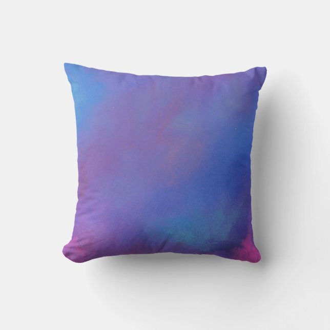 Coussin Aquarelle bleu rose violet Abstrait (Recto)