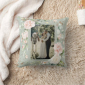 Coussin Aquarelle bleu Sage Green Photo Mariage Floral (Couverture)