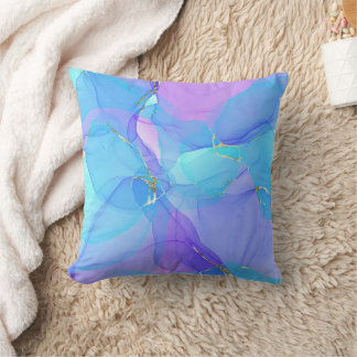 Coussin aquarelle bleue