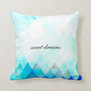 Coussin Aquarelle bleue de triangles d'Aqua
