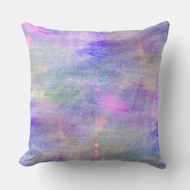 Coussin aquarelle bleue et rose sans couture de jaune (Recto)