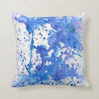 Coussin Aquarelle bleue pourpre 01