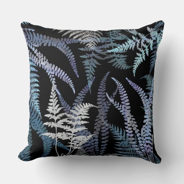 Coussin Aquarelle Blue Ferns Motif botanique Abstrait (Recto)