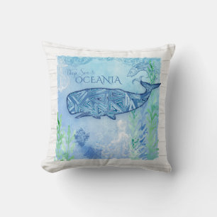 Coussin Aquarelle Blue Whale Beach Octopus Starfish Décor