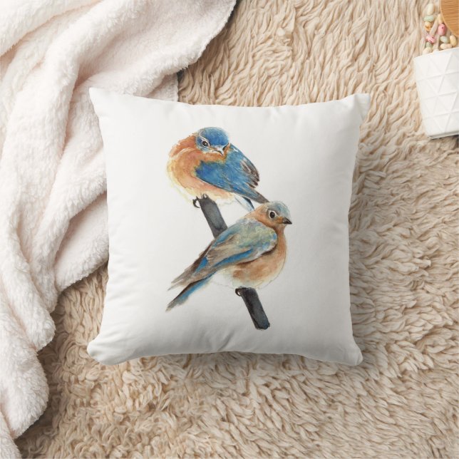 Coussin Aquarelle Bluebird Couple Art (Couverture)