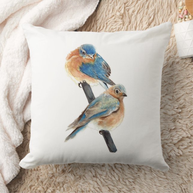 Coussin Aquarelle Bluebird Couple Art (Couverture)