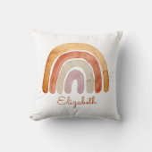 Coussin Aquarelle Boho Moderne Arc-en-ciel Nom Jeter Oreil (Recto)