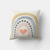 Coussin Aquarelle Boho personnalisée Nom arc-en-ciel Fille (Verso)