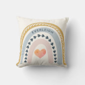 Coussin Aquarelle Boho personnalisée Nom arc-en-ciel Fille (Recto)