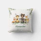 Coussin Aquarelle Bois Animaux forestiers (Recto)