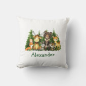 Coussin Aquarelle Bois Animaux Forêts Arbres (Recto)