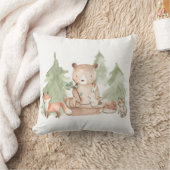 Coussin Aquarelle Bois Forêt Animaux Nourriture Chambre (Couverture)