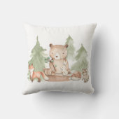 Coussin Aquarelle Bois Forêt Animaux Nourriture Chambre (Verso)