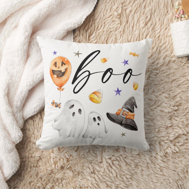 Coussin Aquarelle Boo Halloween (Couverture)