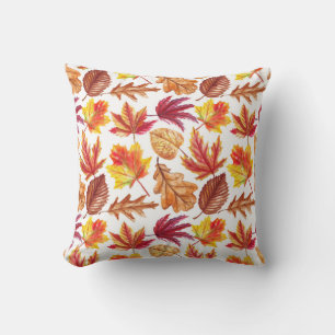 Coussin Aquarelle botanique d'automne, composition transpa