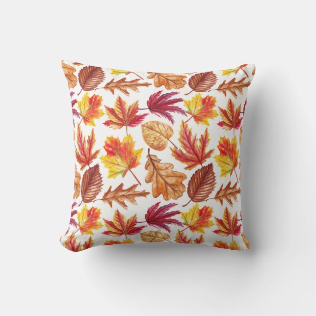 Coussin Aquarelle botanique d'automne, composition transpa (Recto)