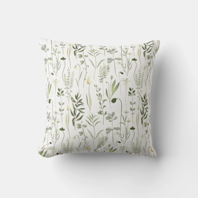 Coussin Aquarelle Botanique Motif de verdure (Recto)