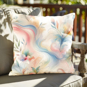 Coussin Aquarelle botanique pastel élégante
