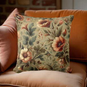 Coussin Aquarelle botanique Terre fleurs d'automne