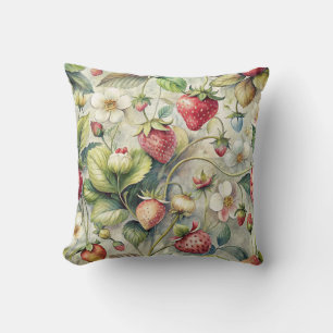 Coussin Aquarelle botanique vintage du jardin de fraises