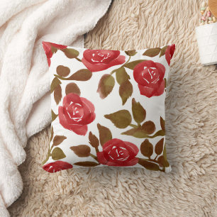 Coussin Aquarelle Bouquet de rose rouge Écouteur