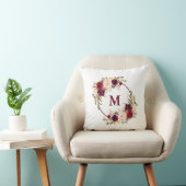 Coussin Aquarelle Bourgogne Floral Monogramme (Chaise)