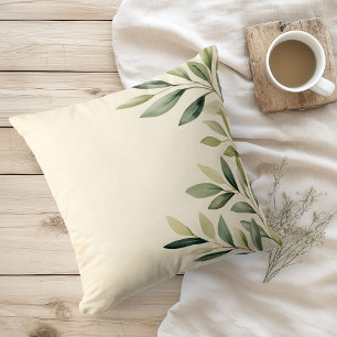 Coussin Aquarelle Branches d'olive rustique