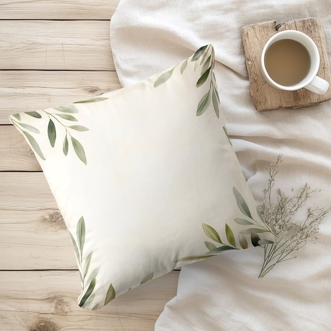 Coussin Aquarelle Branches d'Olivier Rustiques (Créateur téléchargé)