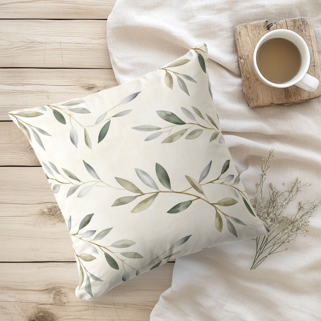 Coussin Aquarelle Branches d'Olivier Rustiques (Créateur téléchargé)