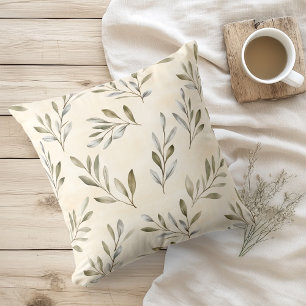 Coussin Aquarelle Branches d'Olivier Rustiques