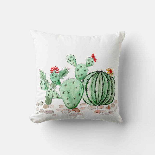 Coussin aquarelle, cactus (Recto)