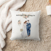 Coussin Aquarelle cadeau Mariage Anniversaire élégant flor (Couverture)